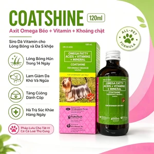 Coatshine 120ml Siro Bổ Sung Vitamin Omega Cho Chó Mèo - Dưỡng Lông Sáng Mượt, Chăm Sóc Da, Tổng Hợp Vitamin Khoáng Chất