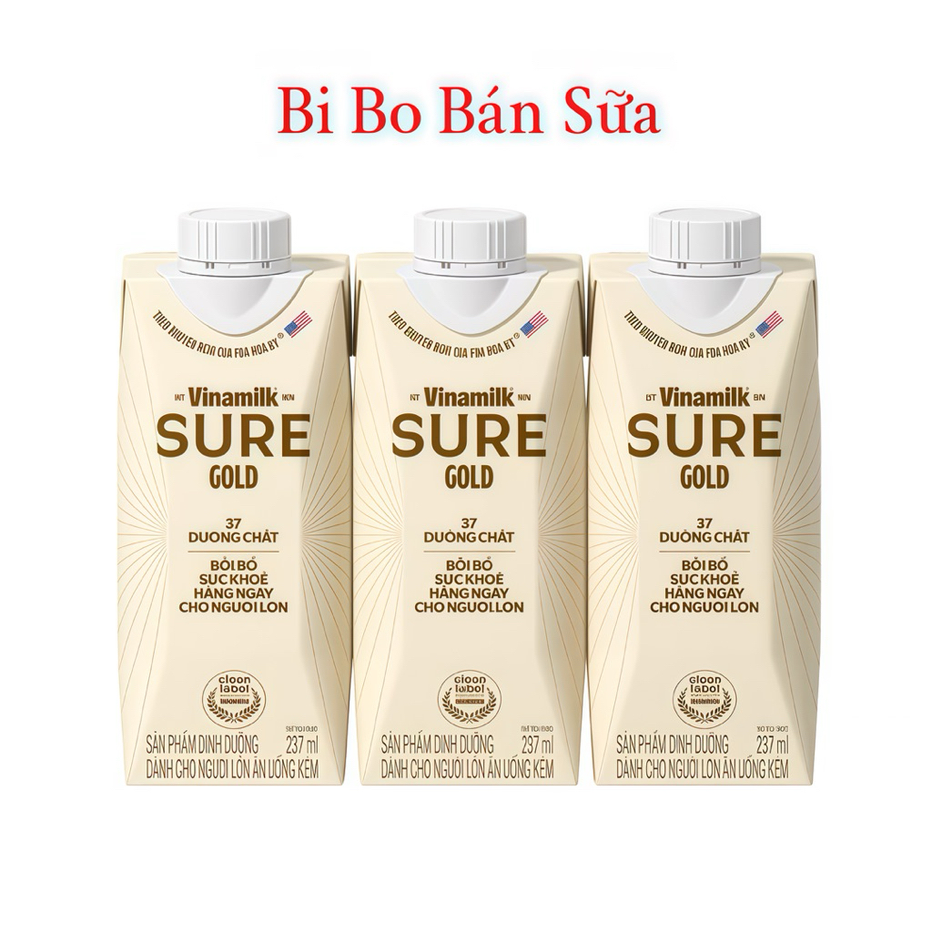 Lốc 3 Hộp Sữa Bột Pha Sẵn Vinamilk Sure Gold [3 hộp giấy 237ml]