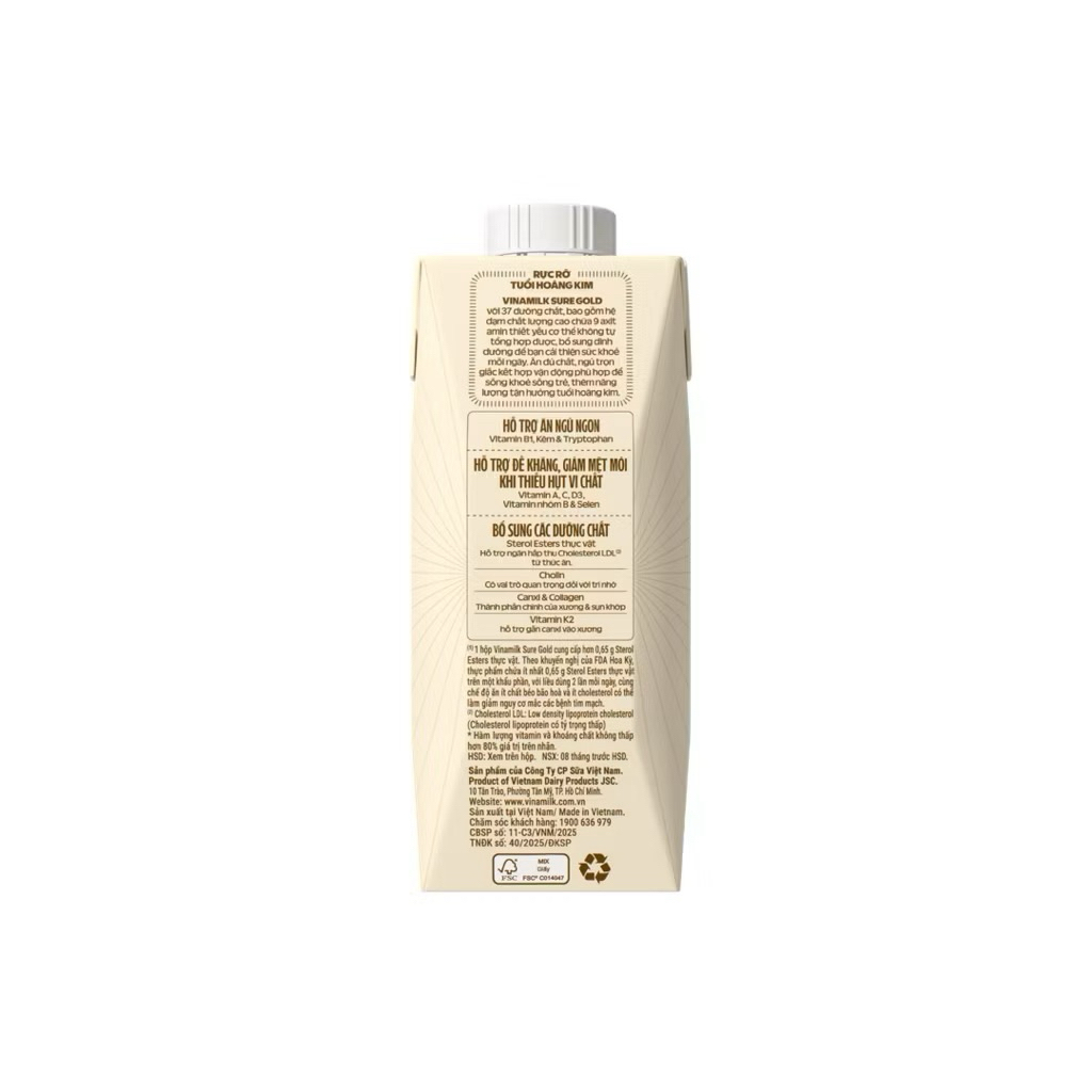Lốc 3 Hộp Sữa Bột Pha Sẵn Vinamilk Sure Gold [3 hộp giấy 237ml]