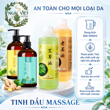 Tinh Dầu Massage Body, Tinh Dầu Ngải Cứu, Tinh Dầu Gừng 500ml 1000ml Dưỡng Sinh, Làm Ấm Cơ Thể, Massage Vai Gáy Lưng