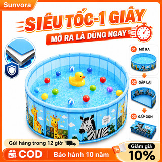 Bể bơi gia đình gấp gọn phiên bản 2026 - Thiết kế không hơi, Bền bỉ, Chống thấm cao cấp, Nhiều size cho trẻ