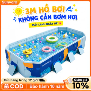 Bể Bơi Cho Bé Tại Nhà PVC Siêu Bền Hồ Bơi Xếp Gọn Đa Kích Thước 1.6M/1.8M/2.1M/2.6M/3M Dễ Dàng Cất Trữ