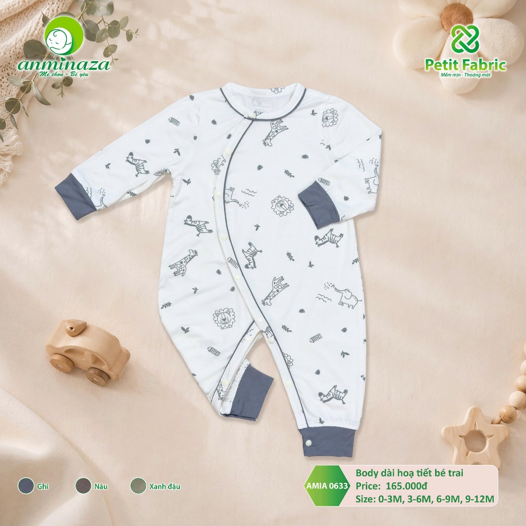 Body Dài Họa Tiết Bé Trai Anminaza Vải Petit Mềm Mịn Thoáng Mát - Hàng Chính Hãng AMI0633