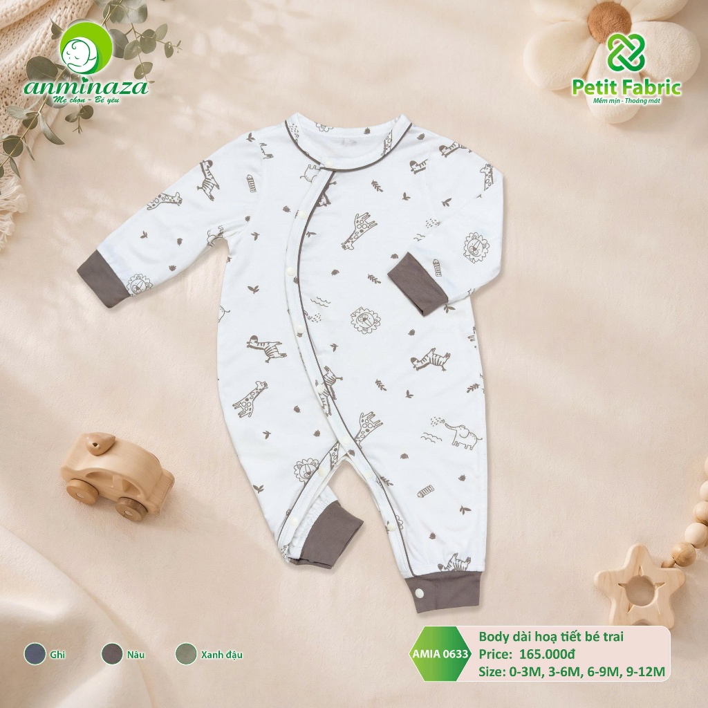 Body Dài Họa Tiết Bé Trai Anminaza Vải Petit Mềm Mịn Thoáng Mát - Hàng Chính Hãng AMI0633