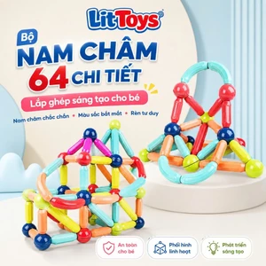 Bộ Xếp Hình Nam Châm 64 Chi Tiết ToysLit Lắp Ghép Sáng Tạo Thông Minh Cho Bé Phát Triển Tư Duy