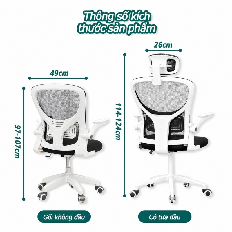 Ghế văn phòng công thái học Tựa lưng lưới thoáng khí Giảm đau lưng và Tựa đầu điều chỉnh được | BigBuy360 - bigbuy360.vn