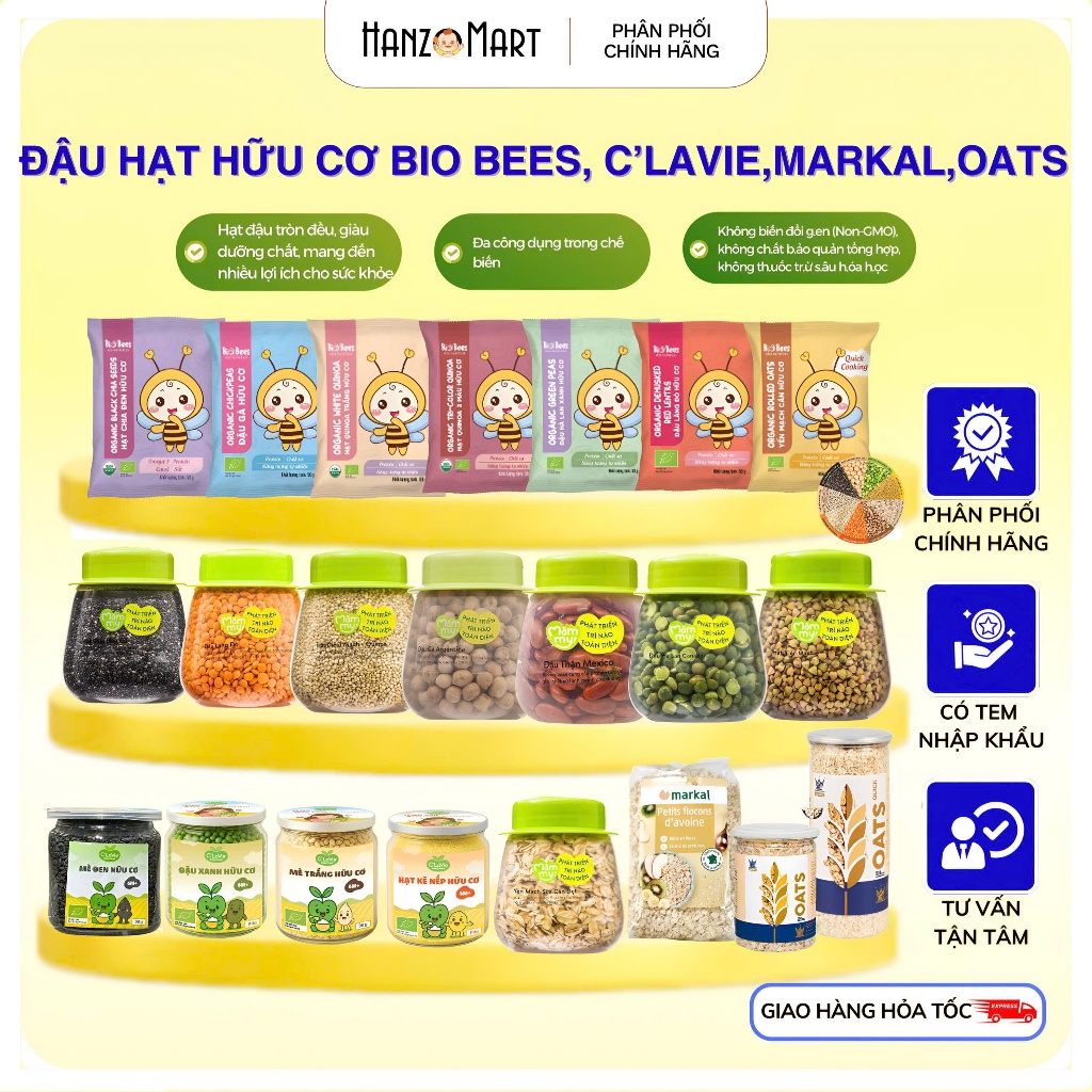 Đậu hạt hữu cơ dinh dưỡng Markal, BioBees, Mămmy nấu cháo làm sữa hạt cho bé - hanzo2009