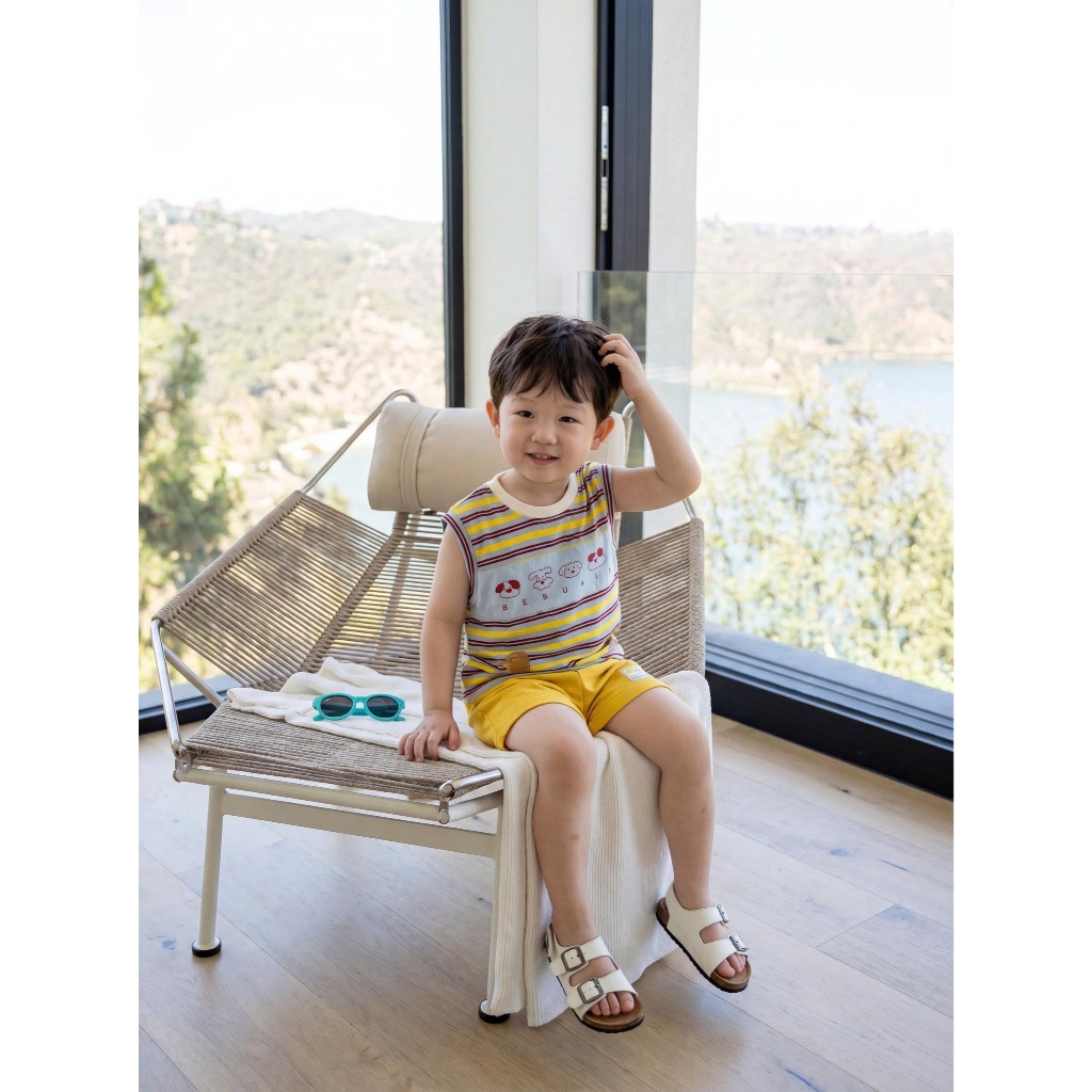 Set bộ cộc tay bé trai 1-6 tuổi Miniumbaby hoạ tiết kẻ cún dễ thương, chất vải cotton mềm mát SB2800