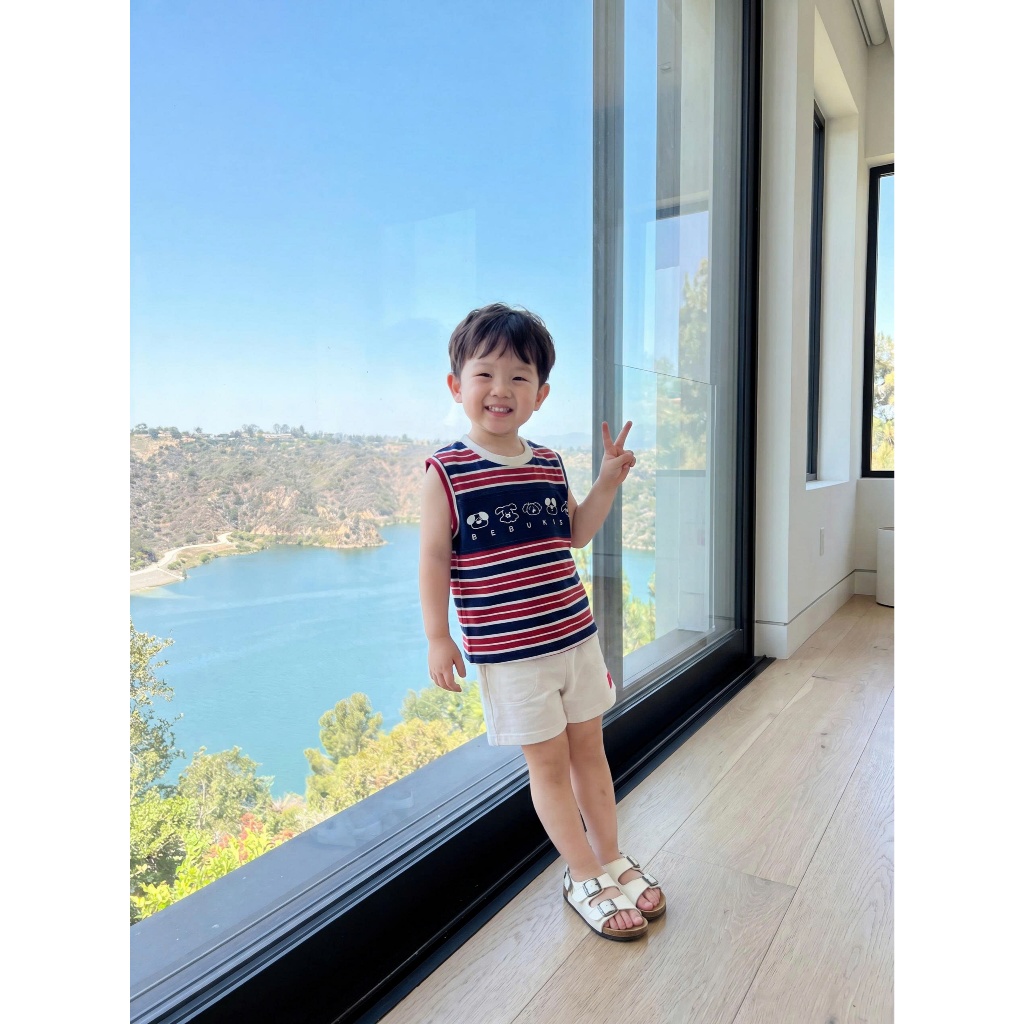 Set bộ cộc tay bé trai 1-6 tuổi Miniumbaby hoạ tiết kẻ cún dễ thương, chất vải cotton mềm mát SB2800