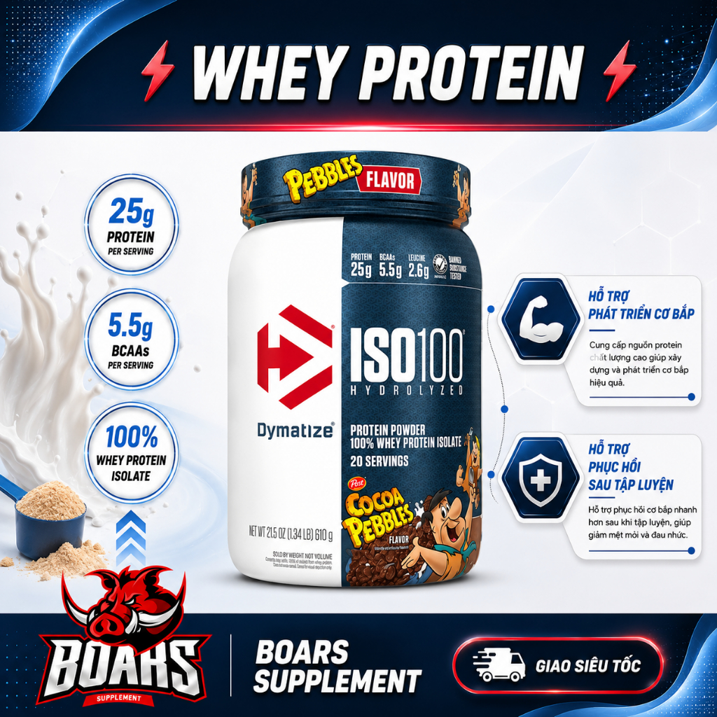 WHEY PROTEIN DYMATIZE ISO100 1.4LBS, BỔ SUNG PROTEIN CHẤT LƯỢNG CAO CẤP NHẤT