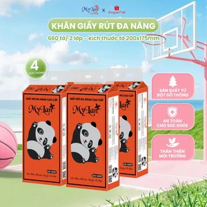 Khăn Giấy Đa Năng MyLan Gấu Trúc Rút Đáy Cao Cấp Dập Vân 4D Mềm Dai 330 Lượt Rút (200mm x 175mm)