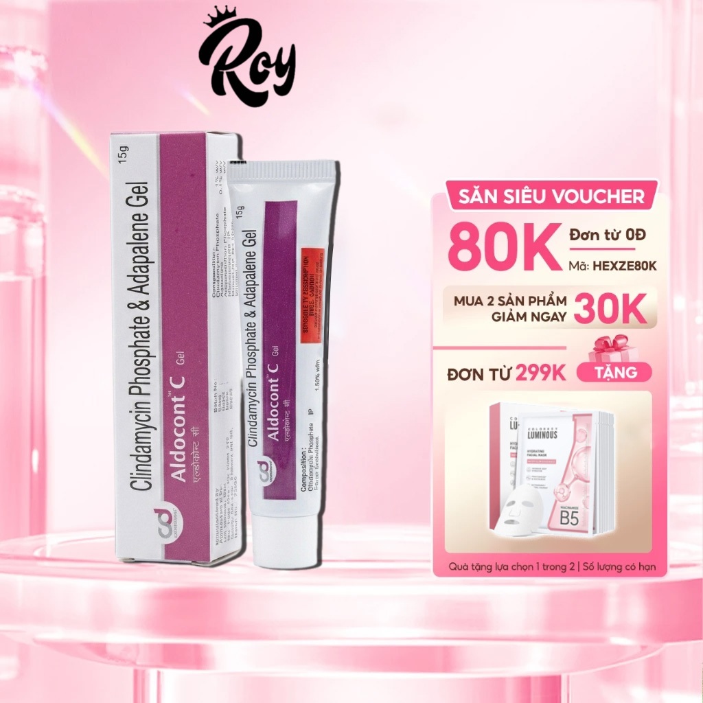 Gel Giảm Mụn Thâm Dành Cho Da Dầu Aldocont C Gel 15g Ức Chế Sắc Tố Sáng Da Giảm Mụn Viêm, Mụn Ẩn