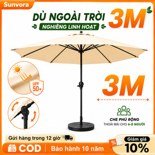 Dù Sân Vườn 3M Chống Nắng Chống UV Ô Dù Tròn Chính Tâm Có Thể Nghiêng 45° Dùng Cho Cafe Hồ Bơi Ban Công Ngoài Trời