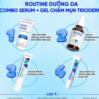 Combo Serum & Gel mụn chăm sóc giảm mụn Trioderma ActiBalance+ Serum 30ml & Anti Acne Gel 15g