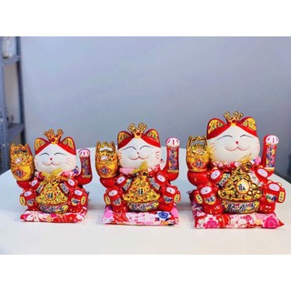 Mèo Thần Tài Vẫy Tay May Mắn Màu Đỏ (ĐÃ KHAI QUANG)