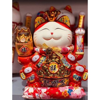 Mèo Thần Tài Vẫy Tay May Mắn Màu Đỏ (ĐÃ KHAI QUANG)