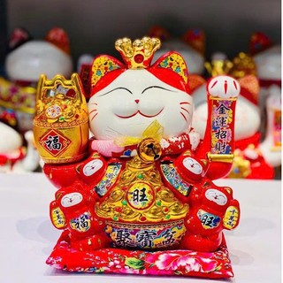 Mèo Thần Tài Vẫy Tay May Mắn Màu Đỏ (ĐÃ KHAI QUANG)