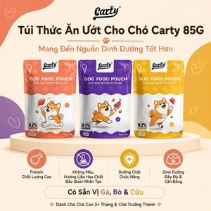 Carty-Pate Cho Chó 85g Vị Bò, Cừu, Gà - Thức Ăn Ướt Cho Chó Con & Chó Thành Niên