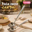 Thìa muỗng inox ăn súp màu bạc thiết kế tay cầm dài kiểu dáng hàn quốc 19.8cm Bibabibo