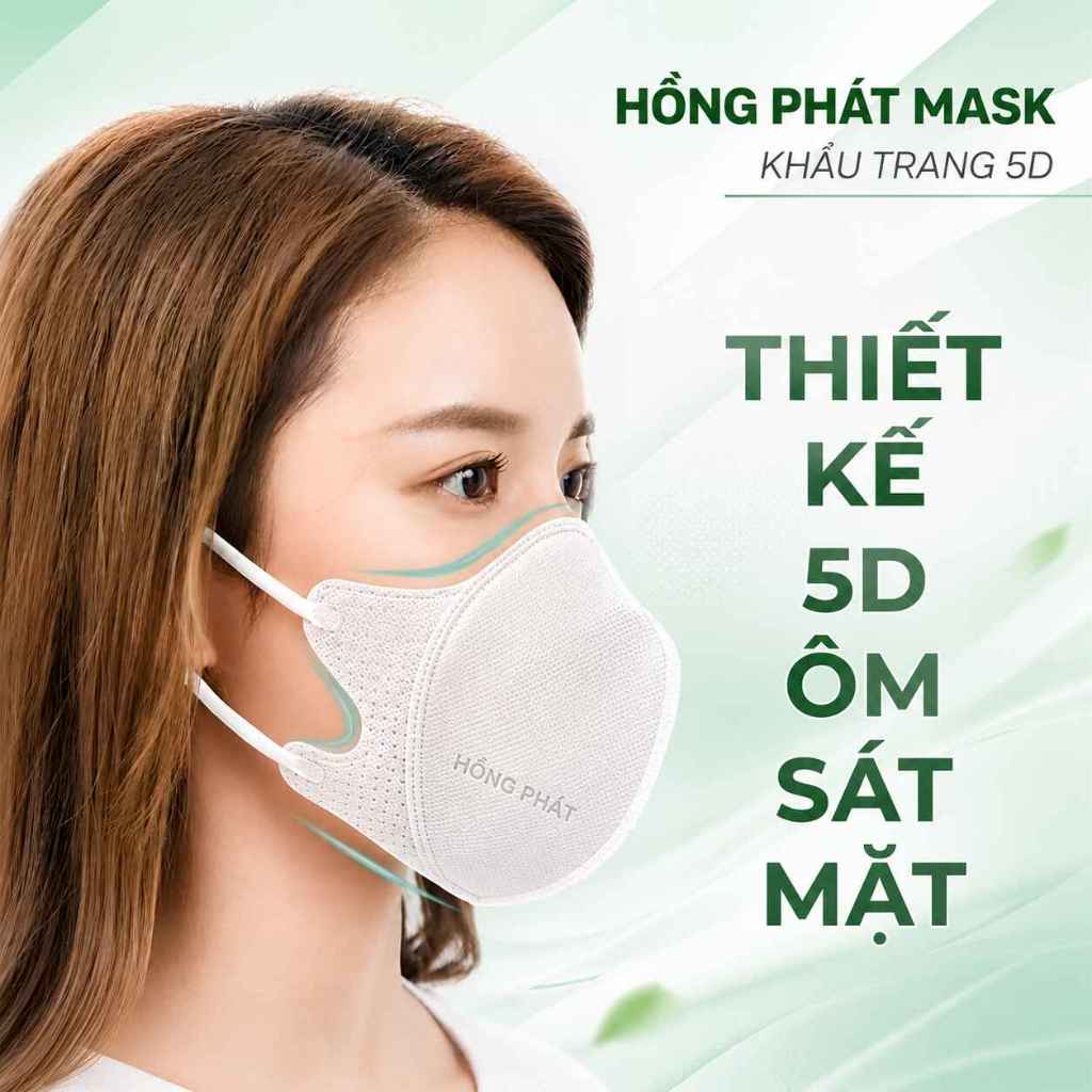 Combo 200 Chiếc Khẩu Trang 5D Quai Thun Hồng Phát, Khẩu Trang 5D Chống Bụi, Kháng Khuẩn