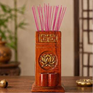 Ống Đựng Nhang Gỗ Chạm Khắc Tinh Xảo – Tích Hợp Hộp Quẹt – Phụ Kiện Bàn Thờ Phong Thủy