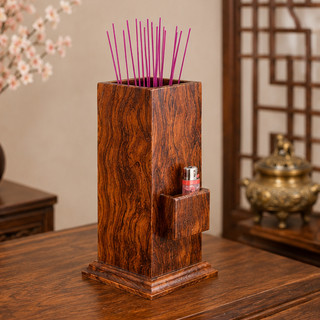 Ống Đựng Nhang Gỗ Đinh, Cẩm Chạm Khắc Tinh Xảo – Tích Hợp Hộp Quẹt – Phụ Kiện Bàn Thờ Phong Thủy