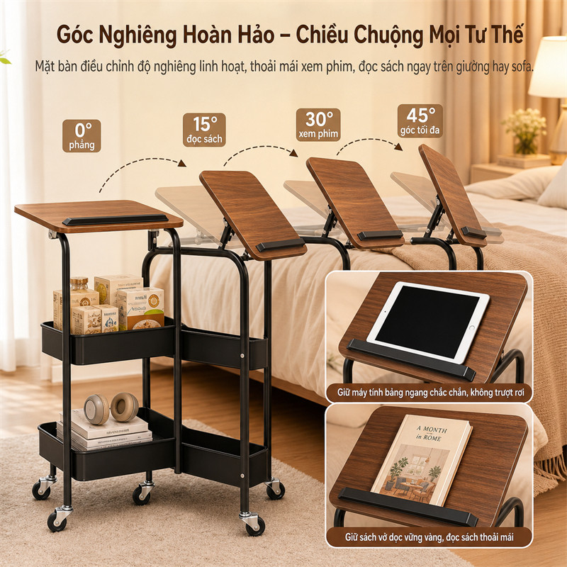 Xe Đẩy Spa 3 Tầng [Khung thép cacbon + giỏ] Kệ đựng đồ đa năng phòng ngủ Kệ Để Đồ Có bánh xe