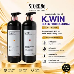 Bộ Dầu Gội Xả K.WIN Black Professional 650ml/1000ml Cho Tóc Khô Xơ, Hư Tổn, Dưỡng Mềm Mượt Bóng Khỏe