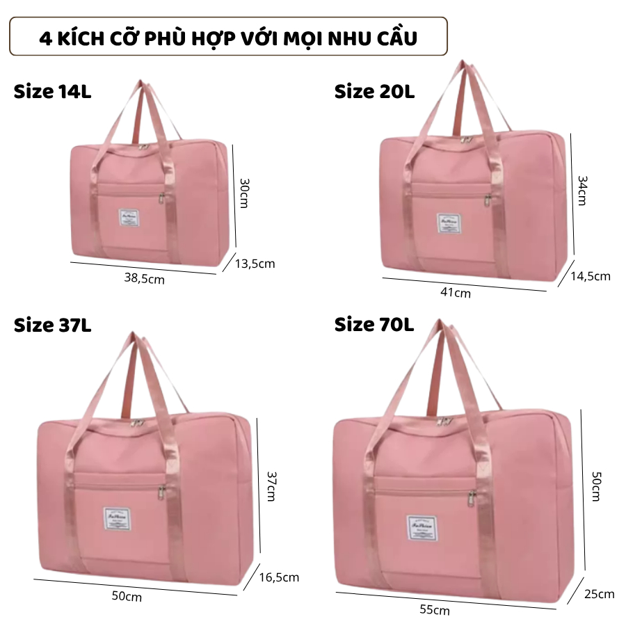 Túi Xách Du Lịch Cỡ Lớn Chống Thấm Nước ENODA HOME, Túi Đựng Quần Áo Có Quai Đeo Chắc Chắn TUIDL001