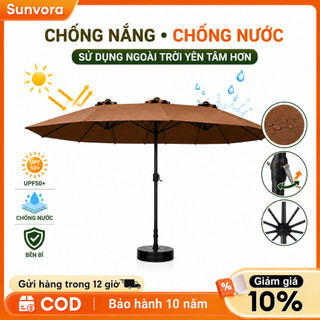 Ô dù che nắng 3 tán ngoài trời, diện tích lớn, chống tia UV, kèm kèm đế nước 60L, dùng cho sân vườn quán cafe