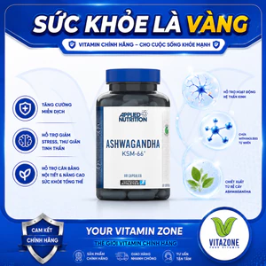 Applied Nutrition Ashwagandha KSM-66 – Cải Thiện Tập Luyện & Phục Hồi Giấc Ngủ, Giảm Stress
