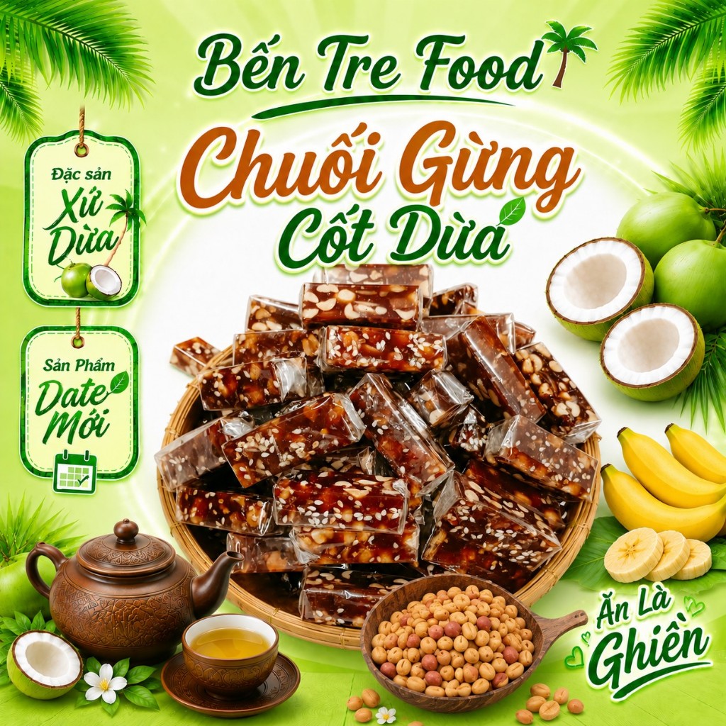 ( ĐẶC SẢN BẾN TRE) 1KG KẸO CHUỐI GỪNG KIÊN LONG- ĐẶC SẢN BẾN TRE SHOP