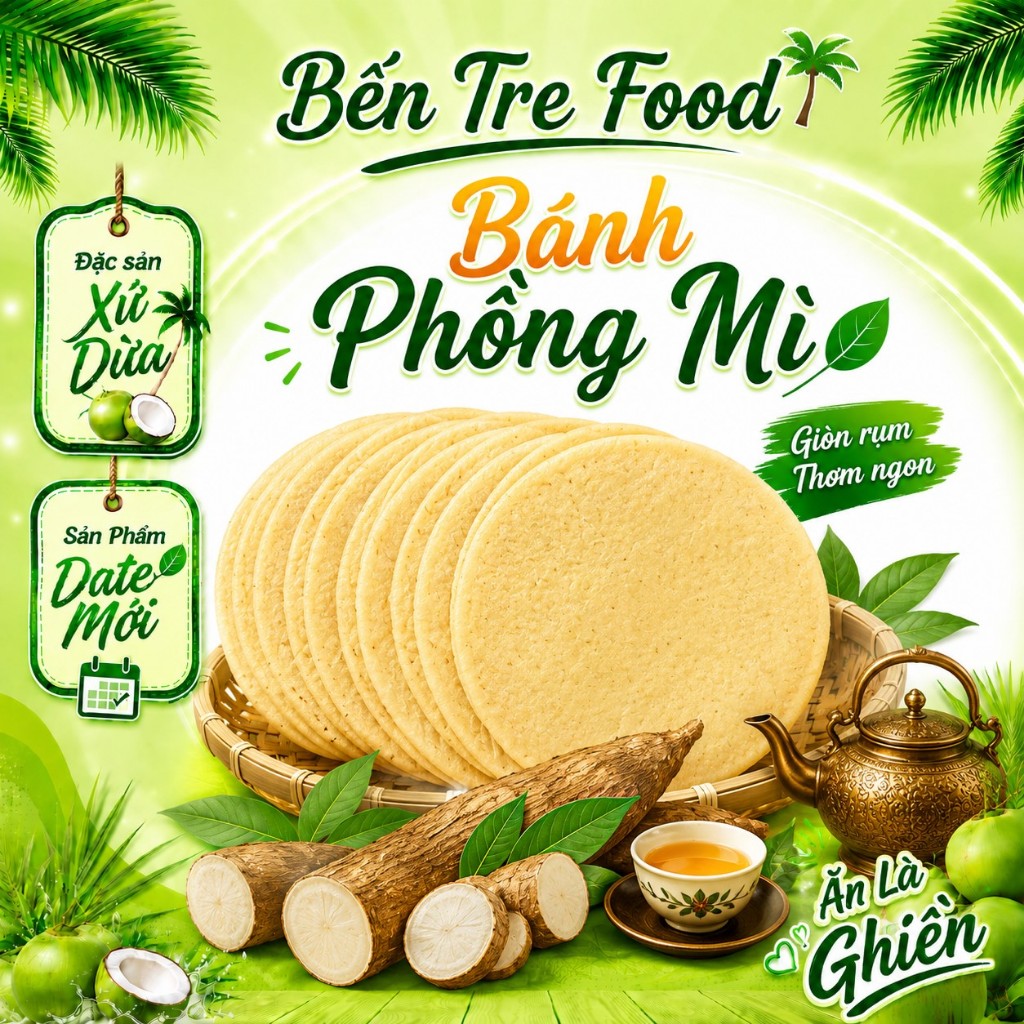 (QUÀ TẶNG) Bánh phồng mì vàng (bánh phồng Sơn Đốc) Đặc Sản Bến Tre
