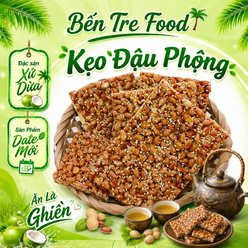 Kẹo đậu phộng  bánh phồng  Bến Tre giòn béo thơm mè ít đường