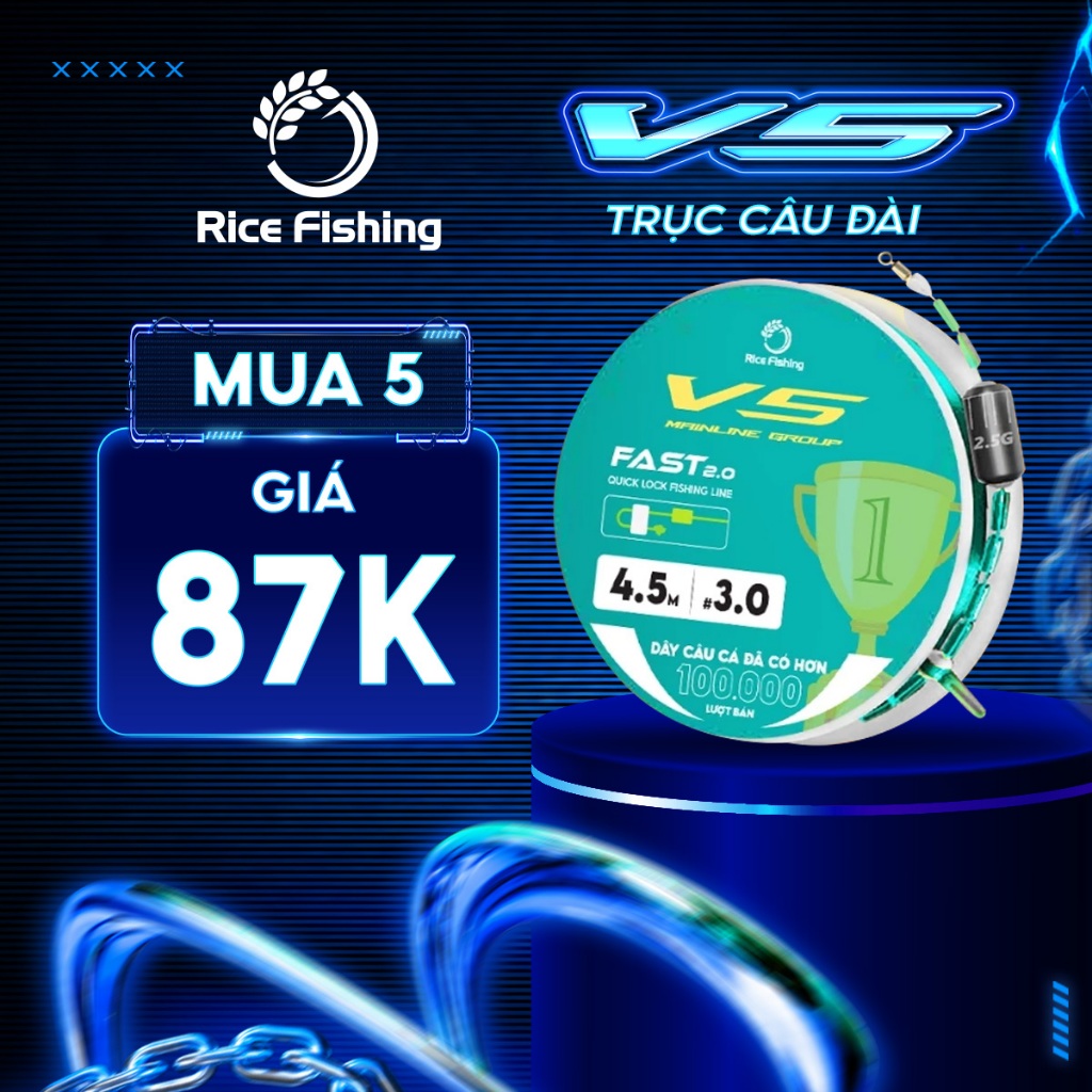 Dây trục câu đài cước câu cá Rice Fishing dây trục V5 nylon lụa Nhật siêu mềm tăng sức tải DC-21