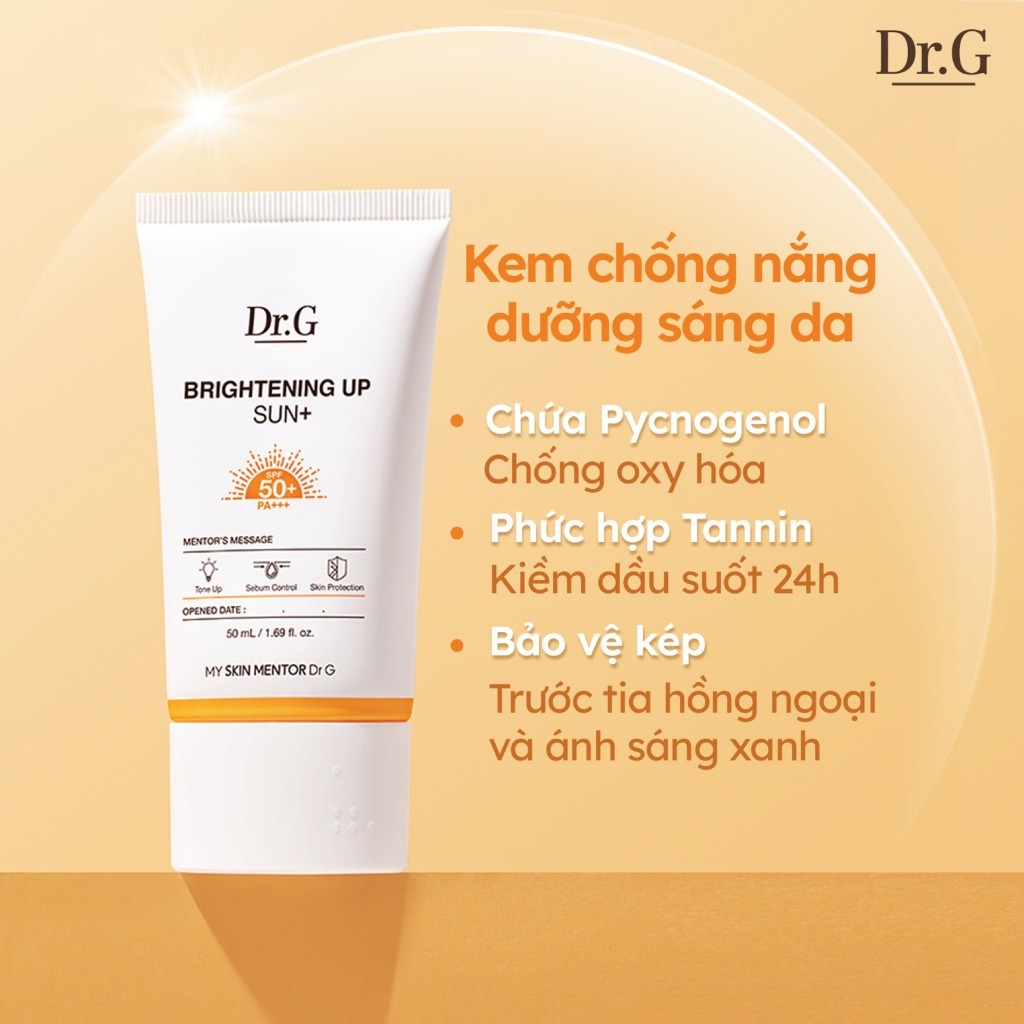 Kem chống nắng kiềm dầu ngừa mụn Dr.G Brightening Up Sun+ SPF50 PA+++ Tuýp Cam
