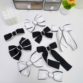 Kẹp tóc nữ, cặp tóc nơ thô viền nhiều mẫu thời trang nữ tính màu đen - trắng Chồi accessories Y154
