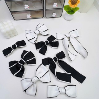 Kẹp tóc nữ, cặp tóc nơ thô viền nhiều mẫu thời trang nữ tính màu đen - trắng Chồi accessories Y154
