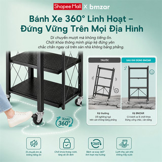 BMZAR Kệ Gấp Gọn kệ bếp để lò vi sóng kệ Để Đồ Đa Năng 3 / 4 / 5 tầng sơn tĩnh điện cao cấp (71/81/101cm)