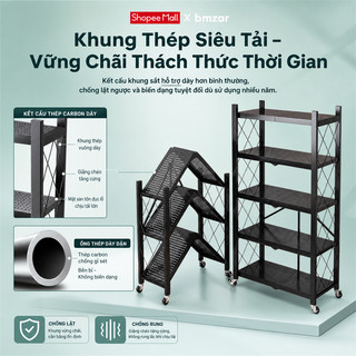 BMZAR Kệ Gấp Gọn kệ bếp để lò vi sóng kệ Để Đồ Đa Năng 3 / 4 / 5 tầng sơn tĩnh điện cao cấp (71/81/101cm)
