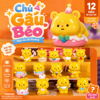 Hộp Mù Chú Gấu Béo Blind Box Figure Mini Siêu Cute Đồ Chơi Sưu Tầm 12 Mẫu Có Mẫu Hiếm Bí Ẩn