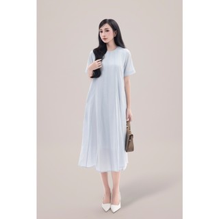 SWANLAKE | Váy Đầm Nữ Suông Trơn Basic Cổ Tròn Tay Ngắn Vải Tơ Mỹ Lót Cotton Có Túi D11530