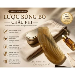 Lược Sừng Bò Châu Phi 15cm Handmade Cao Cấp | Chống Rối - Giảm Gãy Rụng - Massage Da Đầu