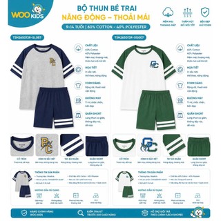 Bộ Đồ Bé Trai WooKids TSH26S013R 9-14 Tuổi | 60% Cotton 40% Polyester | Năng Động Thể Thao