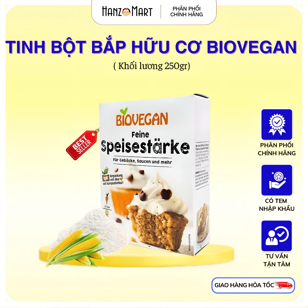 Tinh Bột Bắp Hữu Cơ Biovegan Đức, Làm Bánh, Xúc Xích, Tạo Độ Sệt - mềm món ăn - hanzo2009