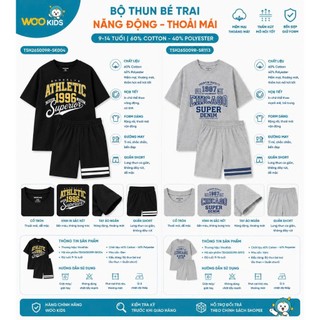 Bộ Đồ Bé Trai WooKids TSH26S009R 9-14 Tuổi | 60% Cotton 40% Polyester | Năng Động Thoáng Mát