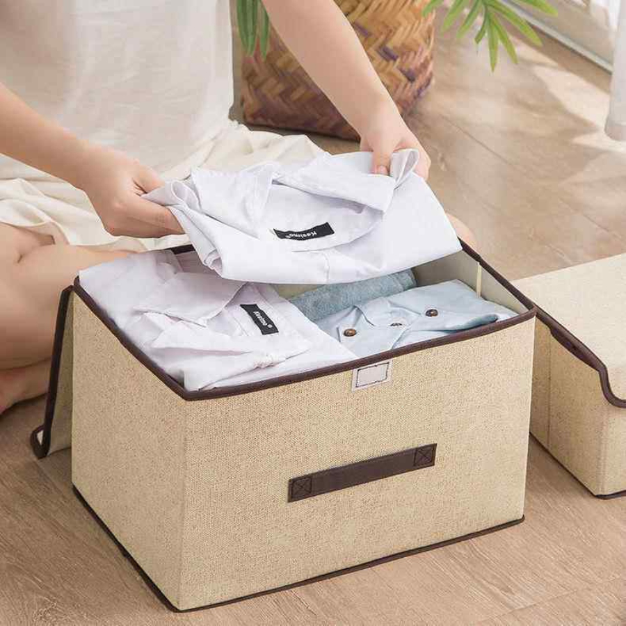 Hộp Vải Đựng Đồ Tiện Lợi Có Nắp ENODA HOME, Thùng Đựng Quần Áo, Đồ Chơi Gấp Gọn Bằng Vải Cứng Cáp HV005