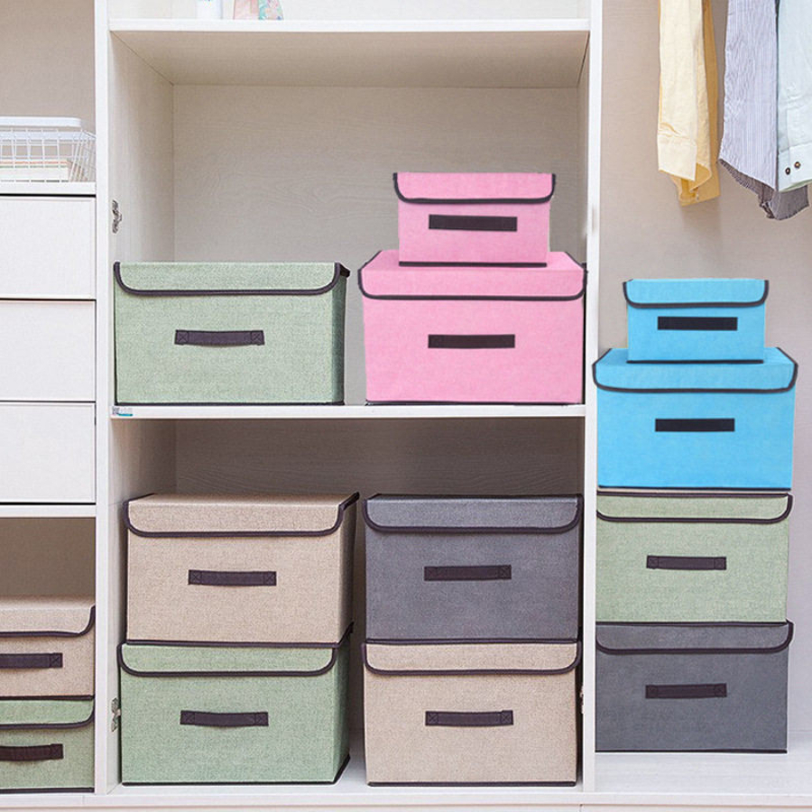 Hộp Vải Đựng Đồ Tiện Lợi Có Nắp ENODA HOME, Thùng Đựng Quần Áo, Đồ Chơi Gấp Gọn Bằng Vải Cứng Cáp HV005