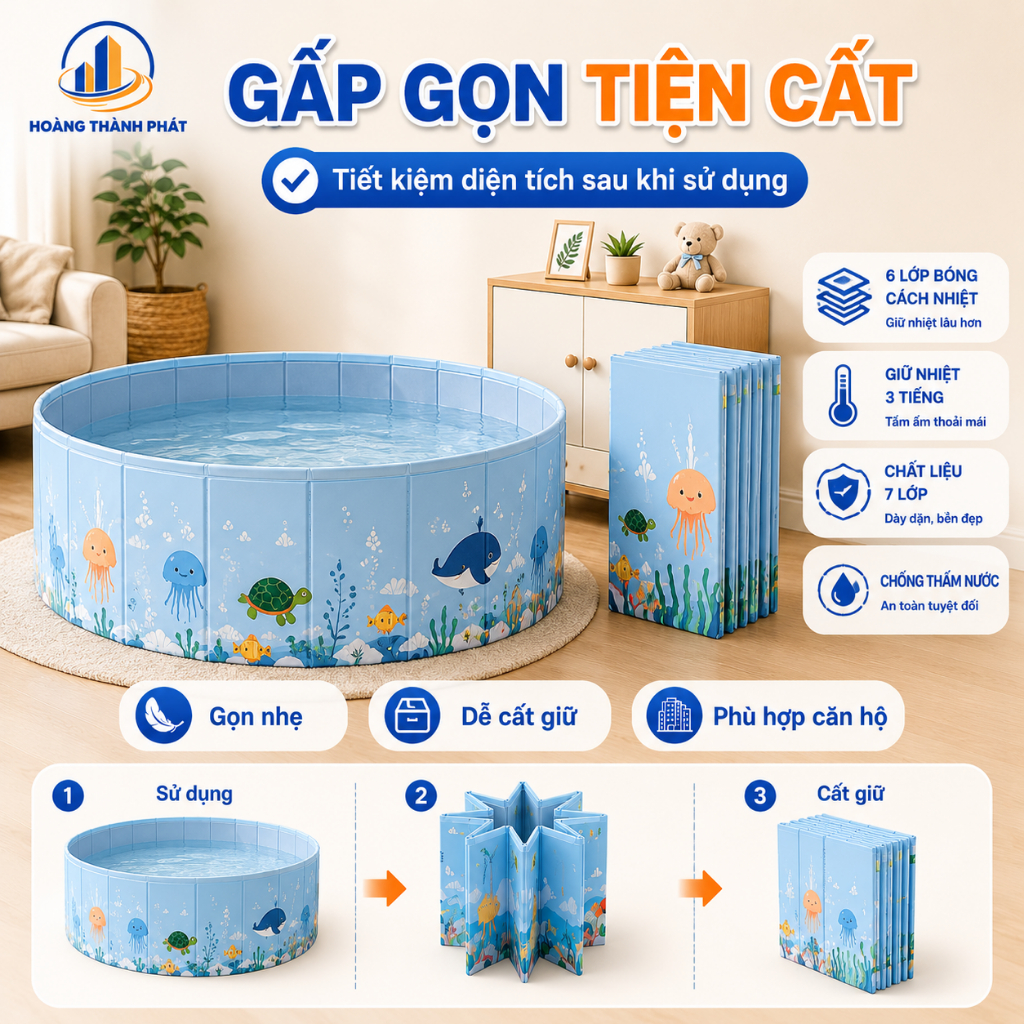 [TẶNG QÙA] Bể Bơi Gấp Gọn, Không Cần Bơm Hơi, Gấp Gọn Mở Nhanh, Chắc Chắn Tiện Lợi Cho Gia Đình