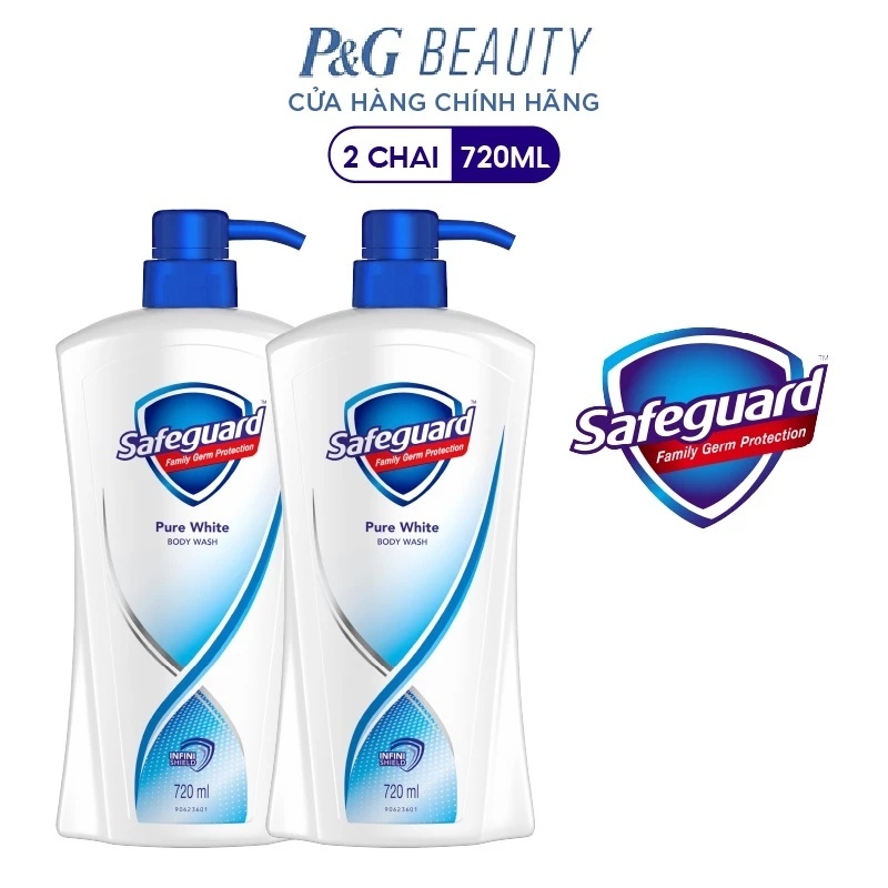 Combo 2 Sữa Tắm SAFEGUARD loại bỏ 99.9% Vi Khuẩn & Dịu Nhẹ Cho Da Trắng Tinh Khiết 720ml /chai - Thái Lan